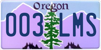 OR license plate 003LMS