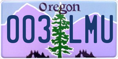 OR license plate 003LMU