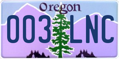 OR license plate 003LNC