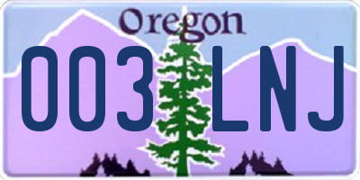OR license plate 003LNJ