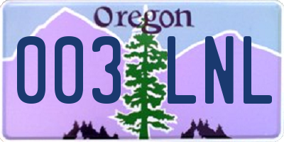 OR license plate 003LNL