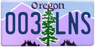 OR license plate 003LNS