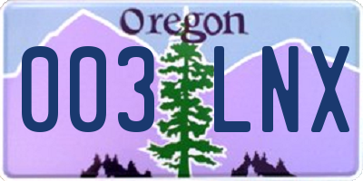 OR license plate 003LNX