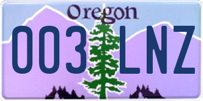 OR license plate 003LNZ