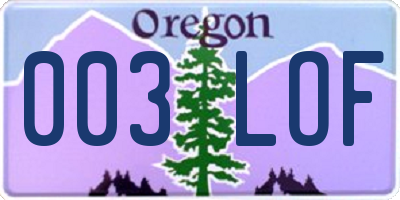 OR license plate 003LOF