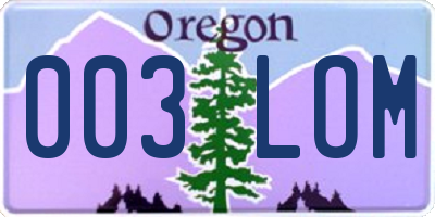 OR license plate 003LOM