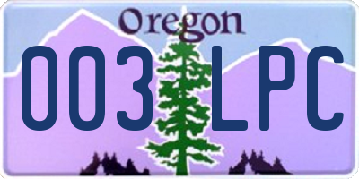 OR license plate 003LPC