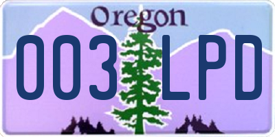 OR license plate 003LPD
