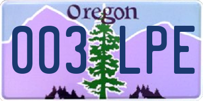 OR license plate 003LPE