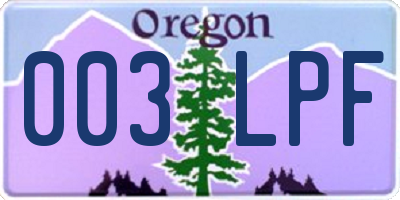OR license plate 003LPF