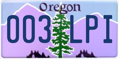 OR license plate 003LPI