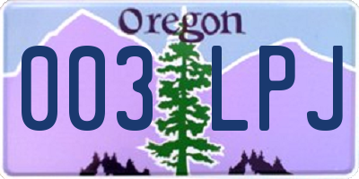 OR license plate 003LPJ