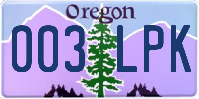 OR license plate 003LPK