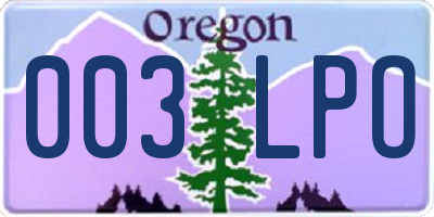OR license plate 003LPO