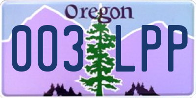 OR license plate 003LPP