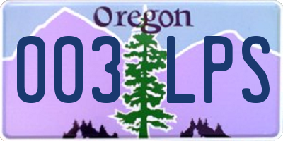 OR license plate 003LPS