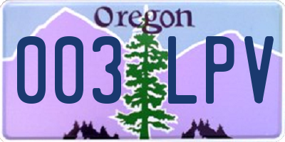 OR license plate 003LPV