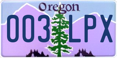 OR license plate 003LPX