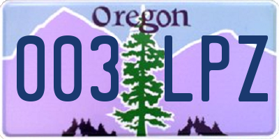 OR license plate 003LPZ