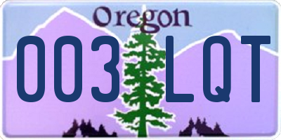 OR license plate 003LQT