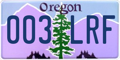 OR license plate 003LRF