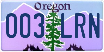 OR license plate 003LRN