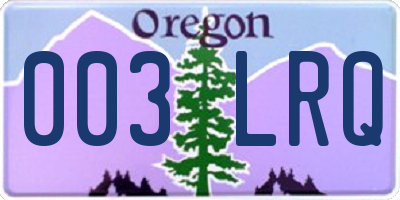 OR license plate 003LRQ