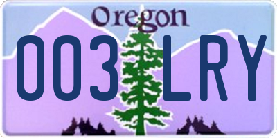 OR license plate 003LRY