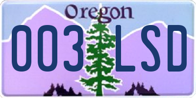 OR license plate 003LSD