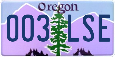 OR license plate 003LSE