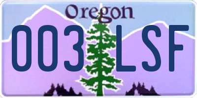 OR license plate 003LSF