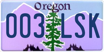 OR license plate 003LSK