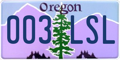 OR license plate 003LSL