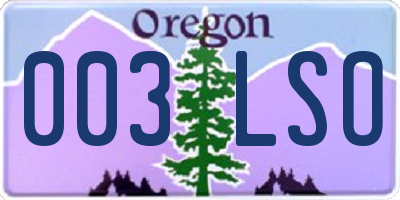 OR license plate 003LSO
