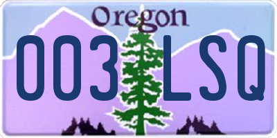 OR license plate 003LSQ