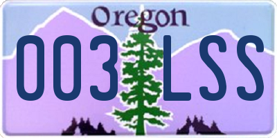 OR license plate 003LSS