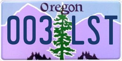 OR license plate 003LST