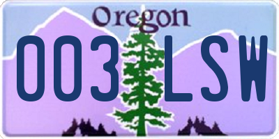 OR license plate 003LSW