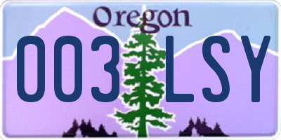 OR license plate 003LSY