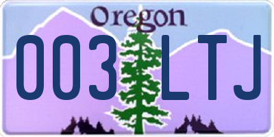 OR license plate 003LTJ