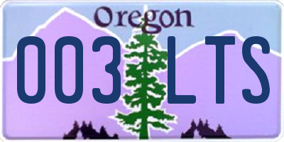 OR license plate 003LTS