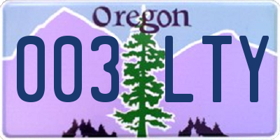 OR license plate 003LTY