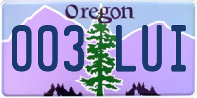OR license plate 003LUI