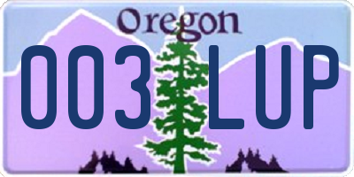 OR license plate 003LUP