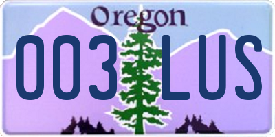 OR license plate 003LUS
