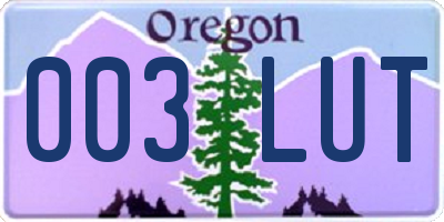 OR license plate 003LUT