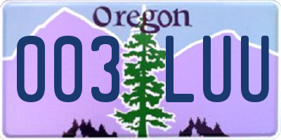 OR license plate 003LUU
