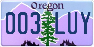 OR license plate 003LUY