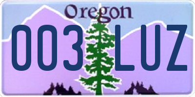 OR license plate 003LUZ