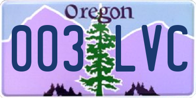 OR license plate 003LVC